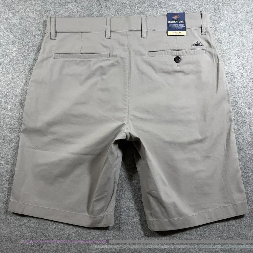 Faherty Movement Chino Shorts Mens 30 Gray Coolmax Stretch Golf NWT Cotton Blend